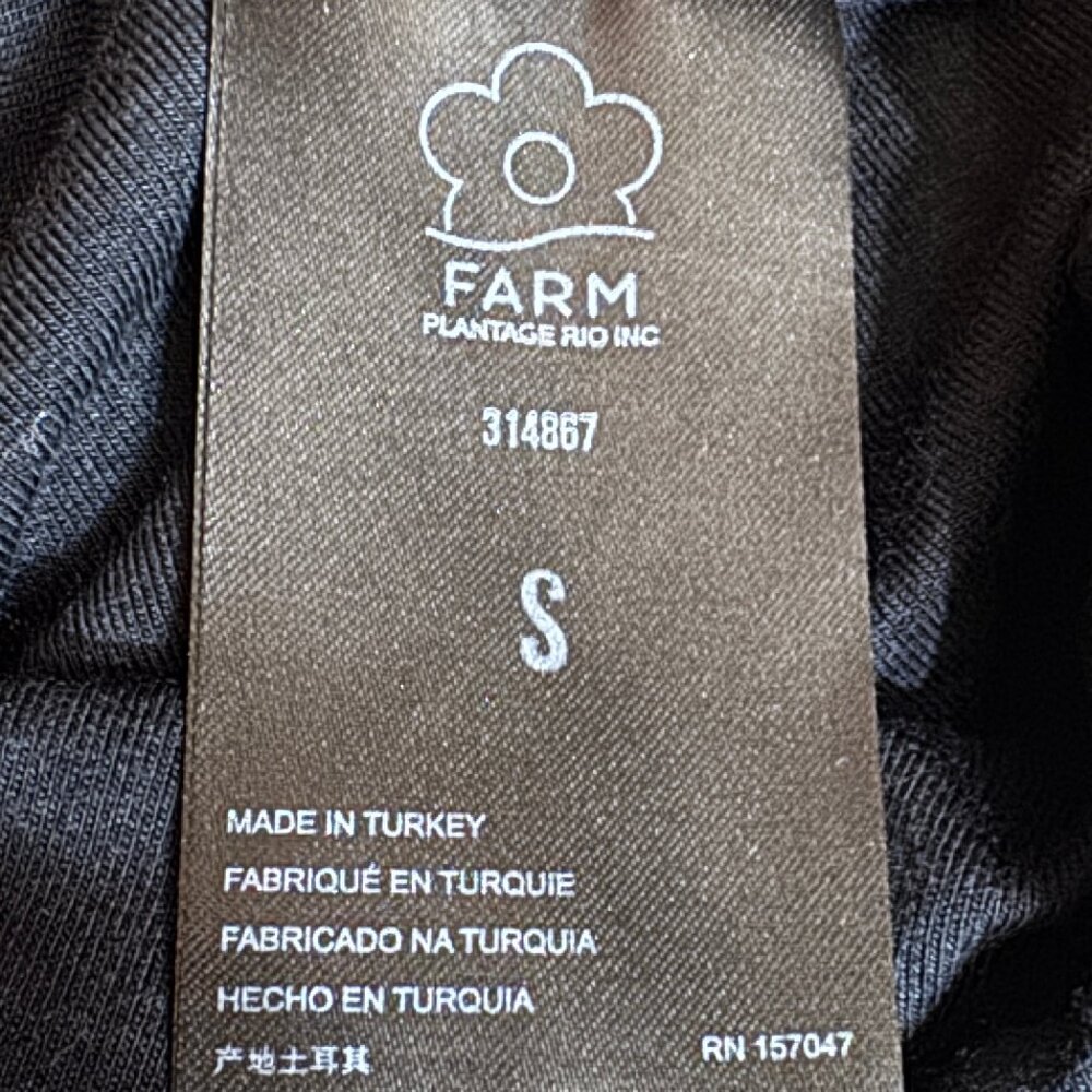 Farm Rio Black Stitched Flowers Lenzing™ Ecovero™ Viscose Midi Dress Size Small - Picture 9 of 16
